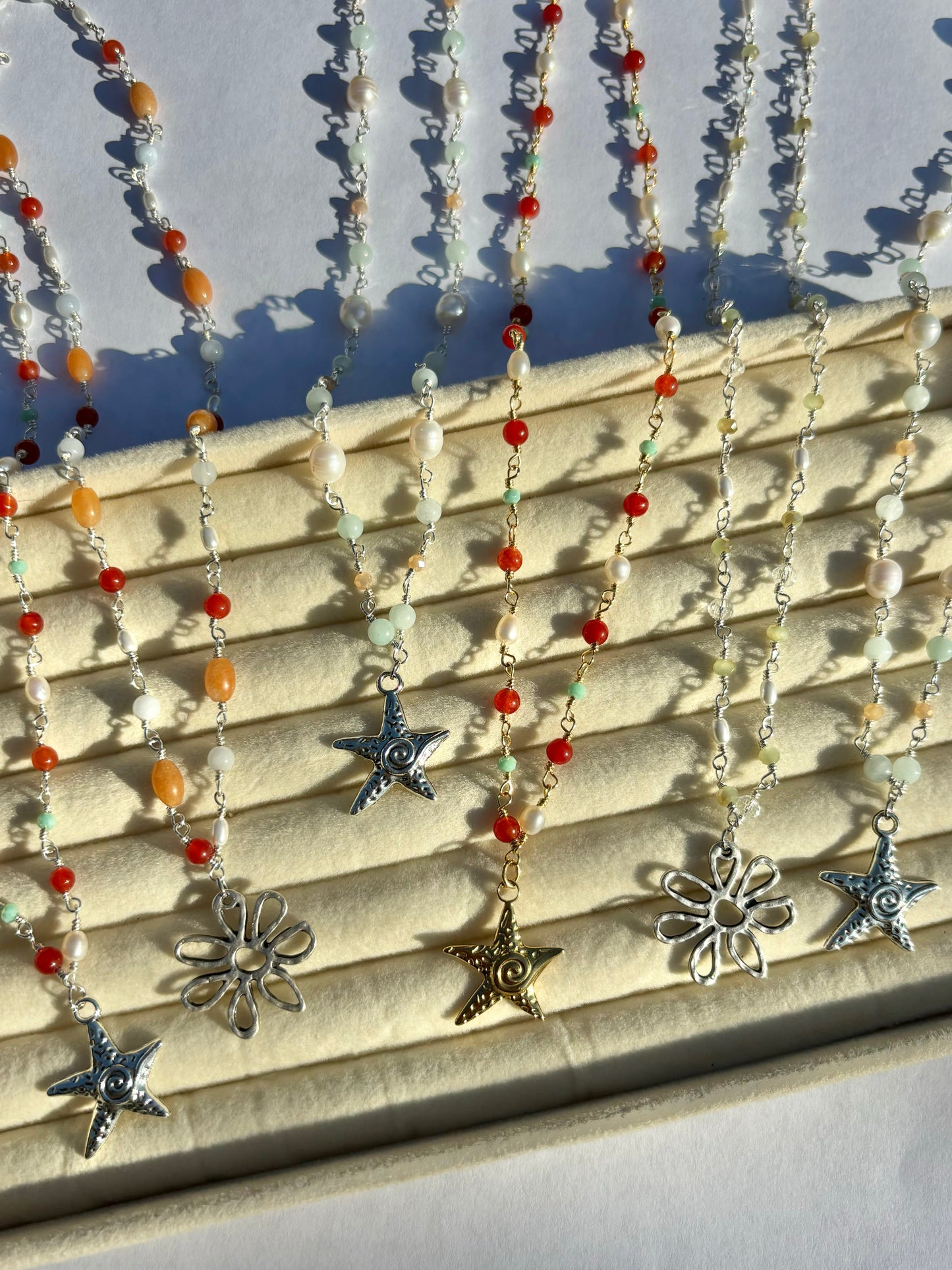 Spiral Starfish Bead Wire Necklaces
