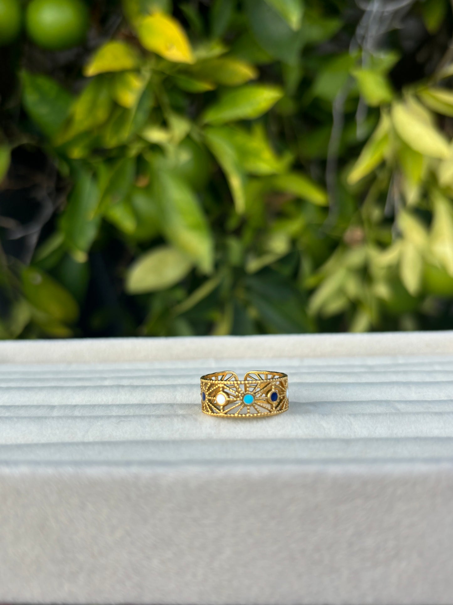 Colorful Geometric Gold Ring