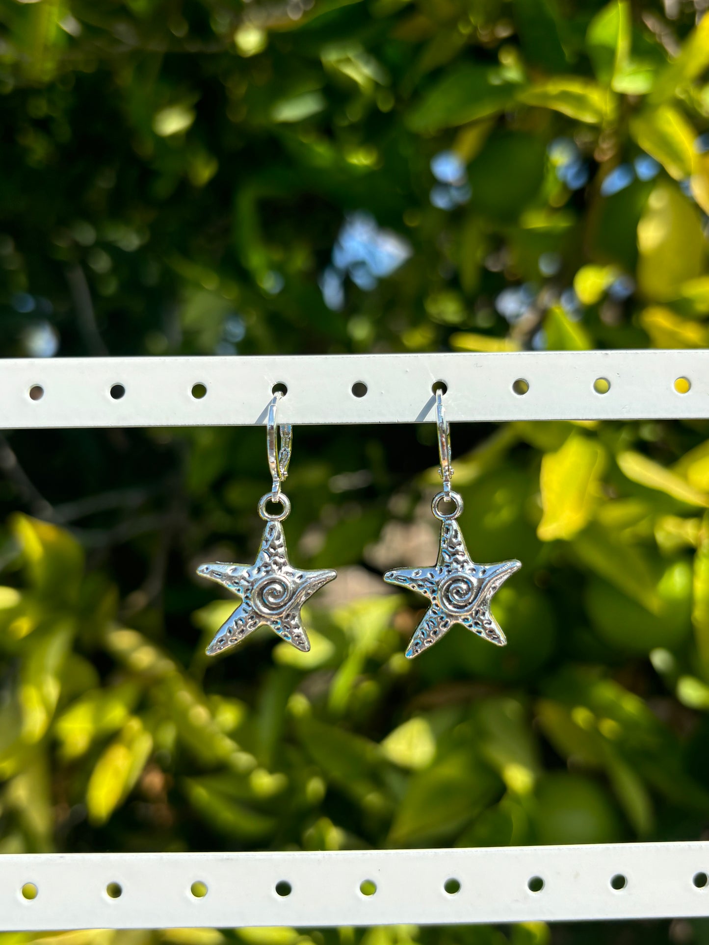 Starfish Spiral Silver Huggie Earrings