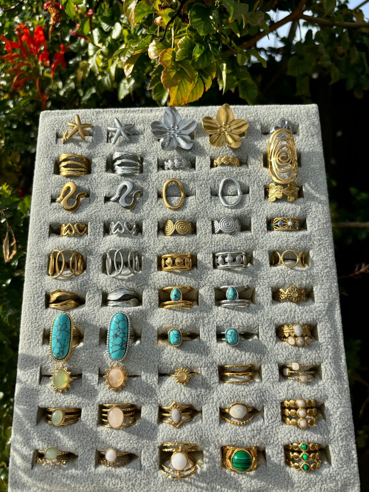 Chunky Blue Stone Adjustable Rings