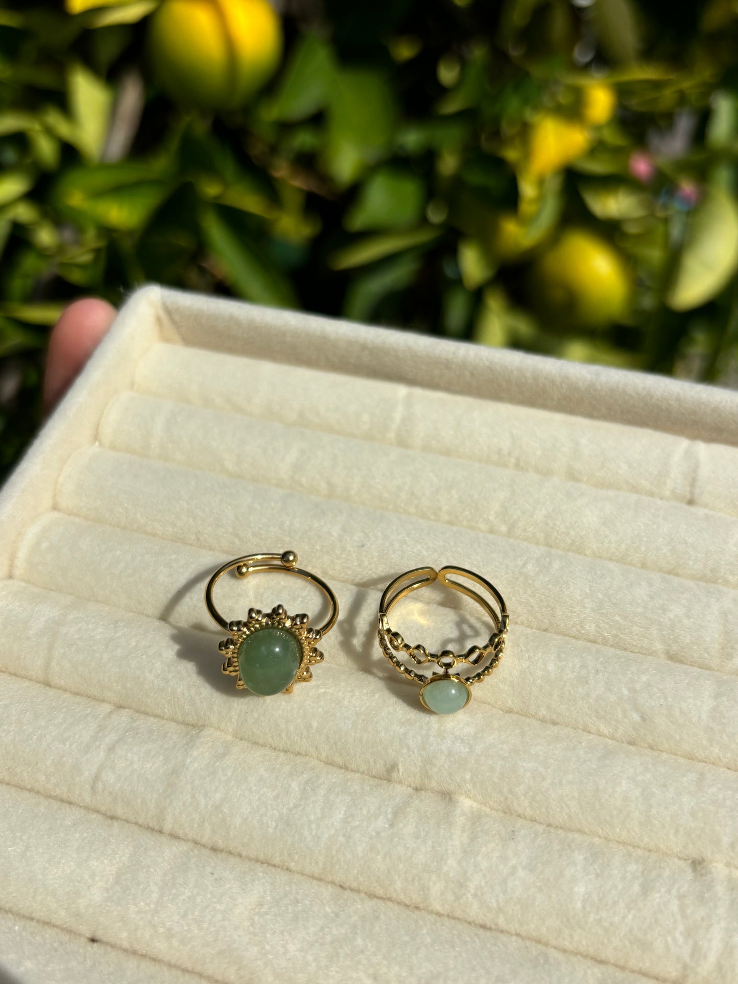 Aventurine Stone Gold Ring