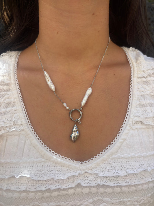 Moonlight Shell Pearl Silver Necklace