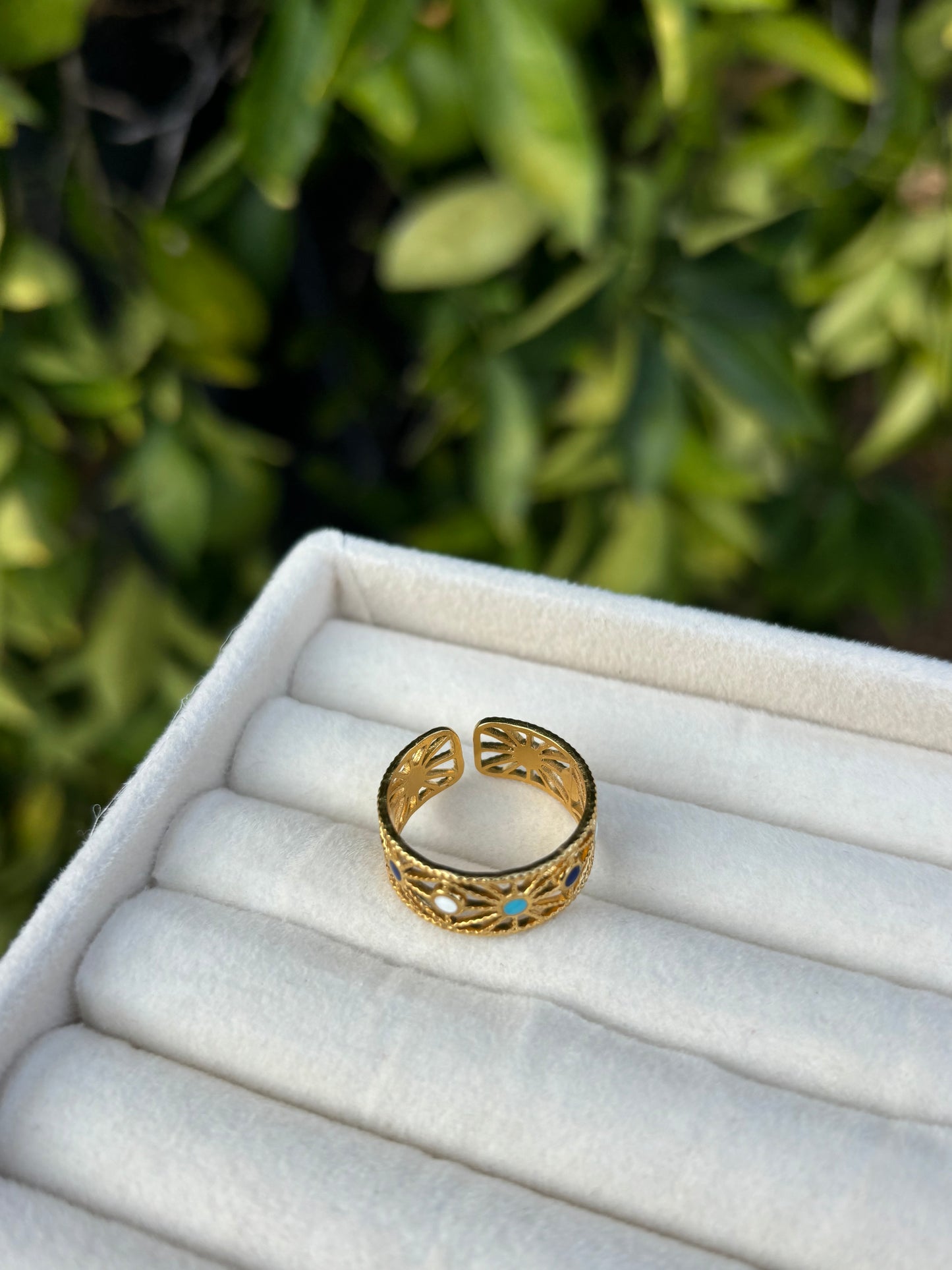 Colorful Geometric Gold Ring