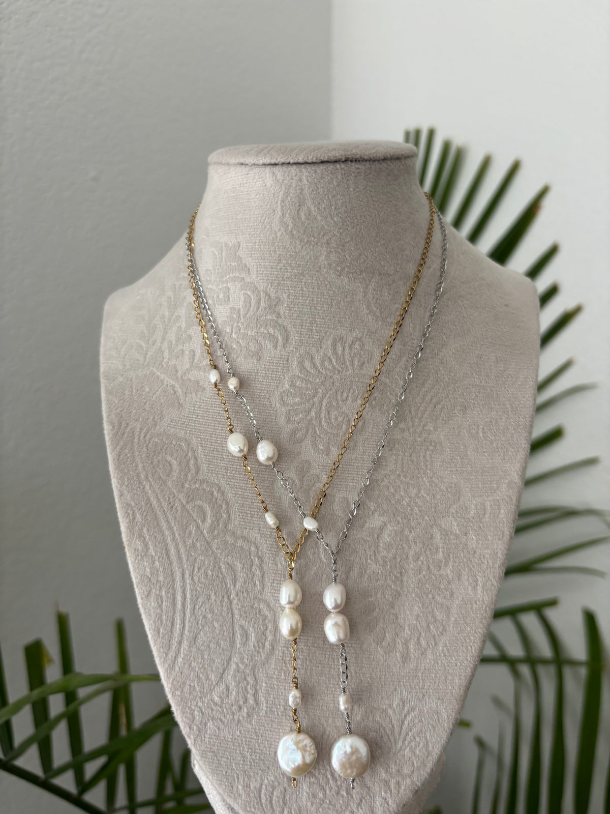 Pearl Drop Half Chain Necklaces