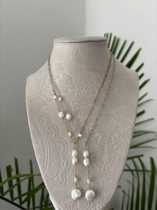 Pearl Drop Half Chain Necklaces