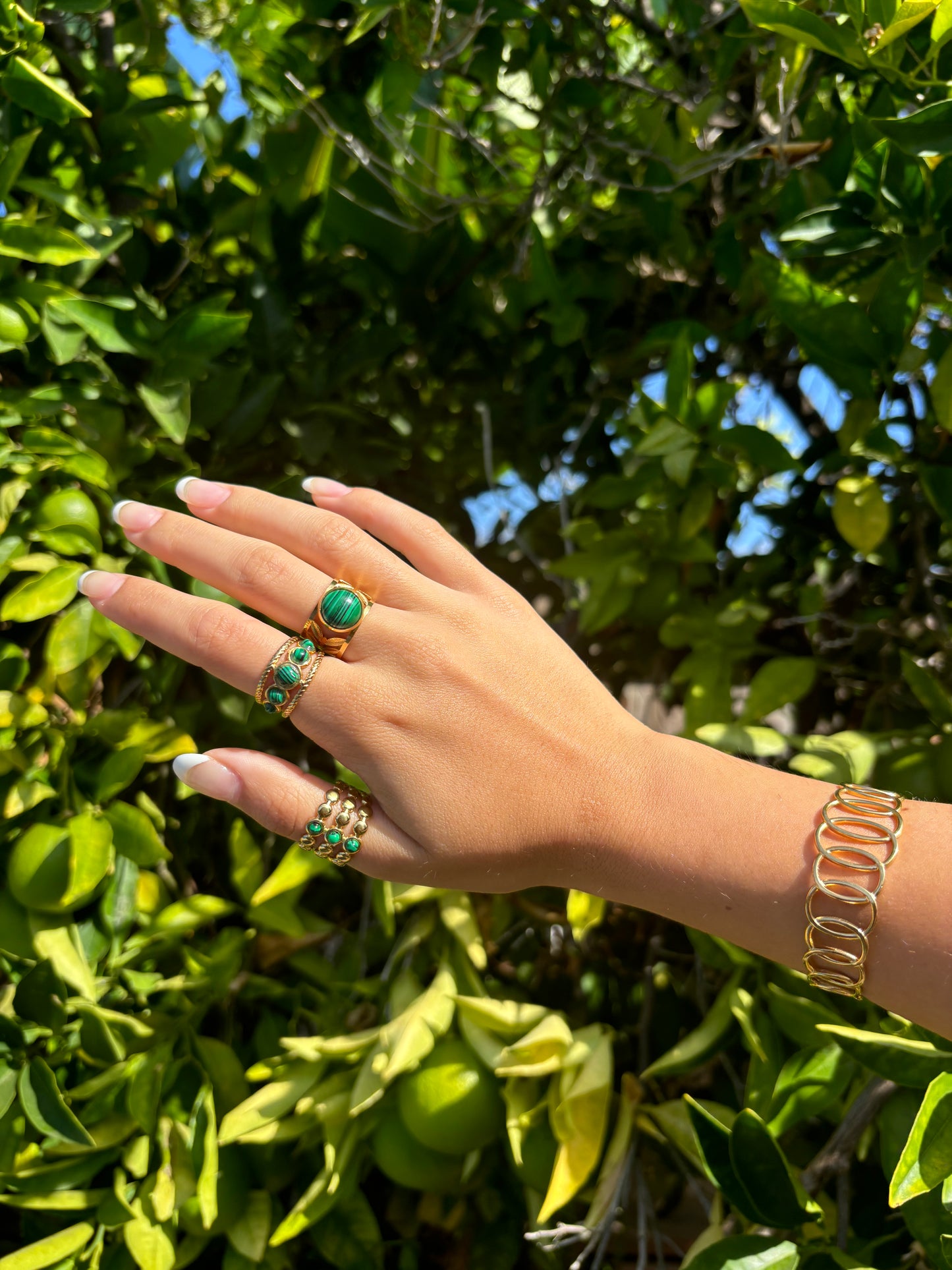 Green Stone Gold Rings