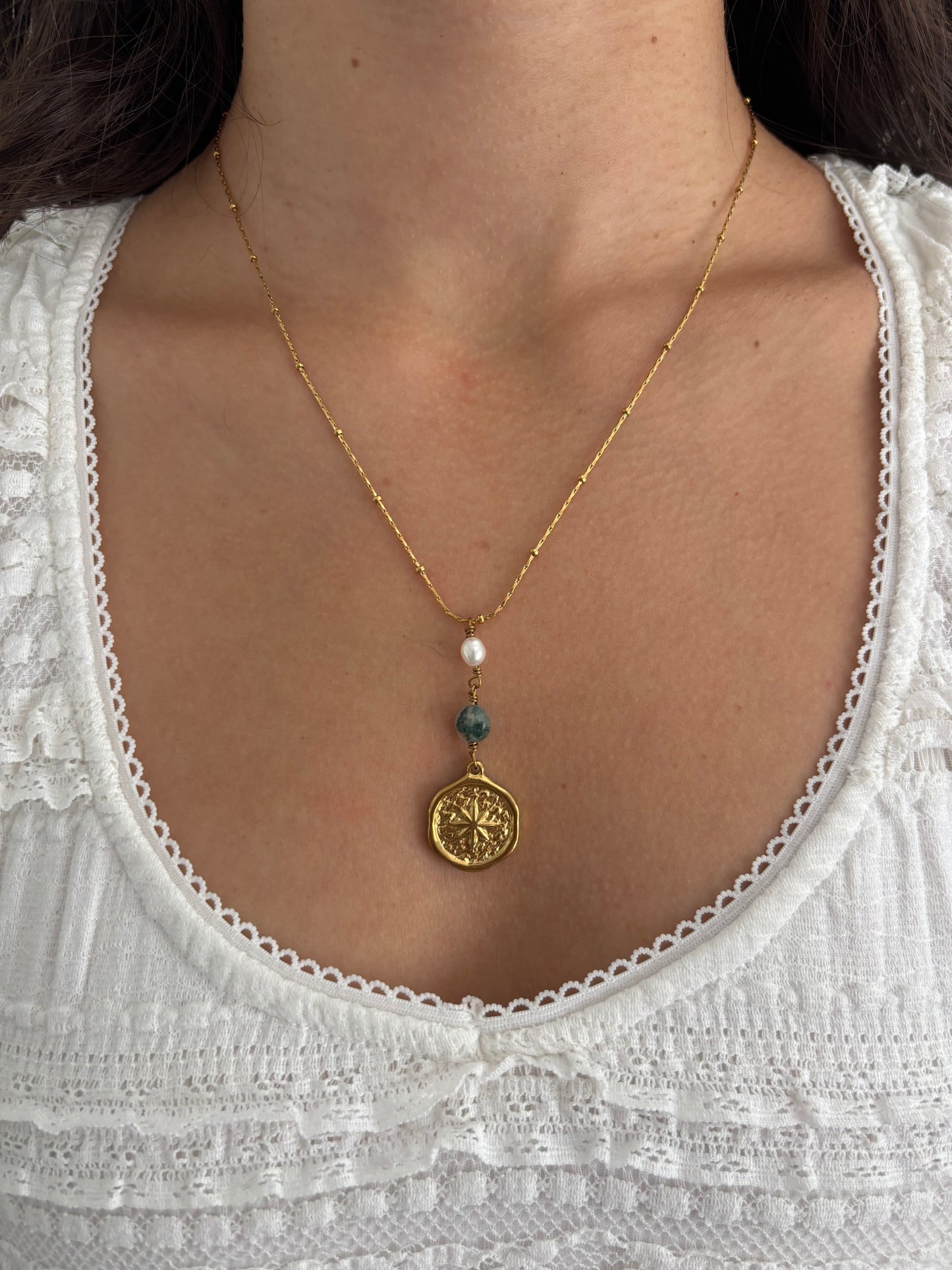 NorthStar Pearl Green Drop Necklaces