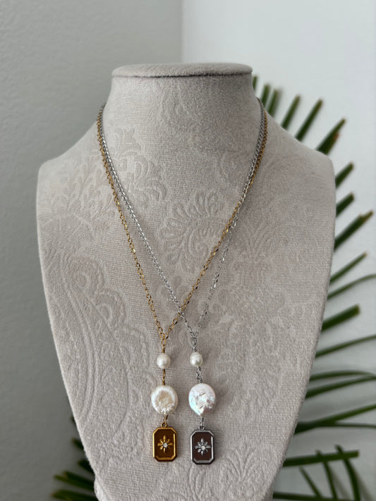 Star Triple Drop Pearl Chain Necklaces