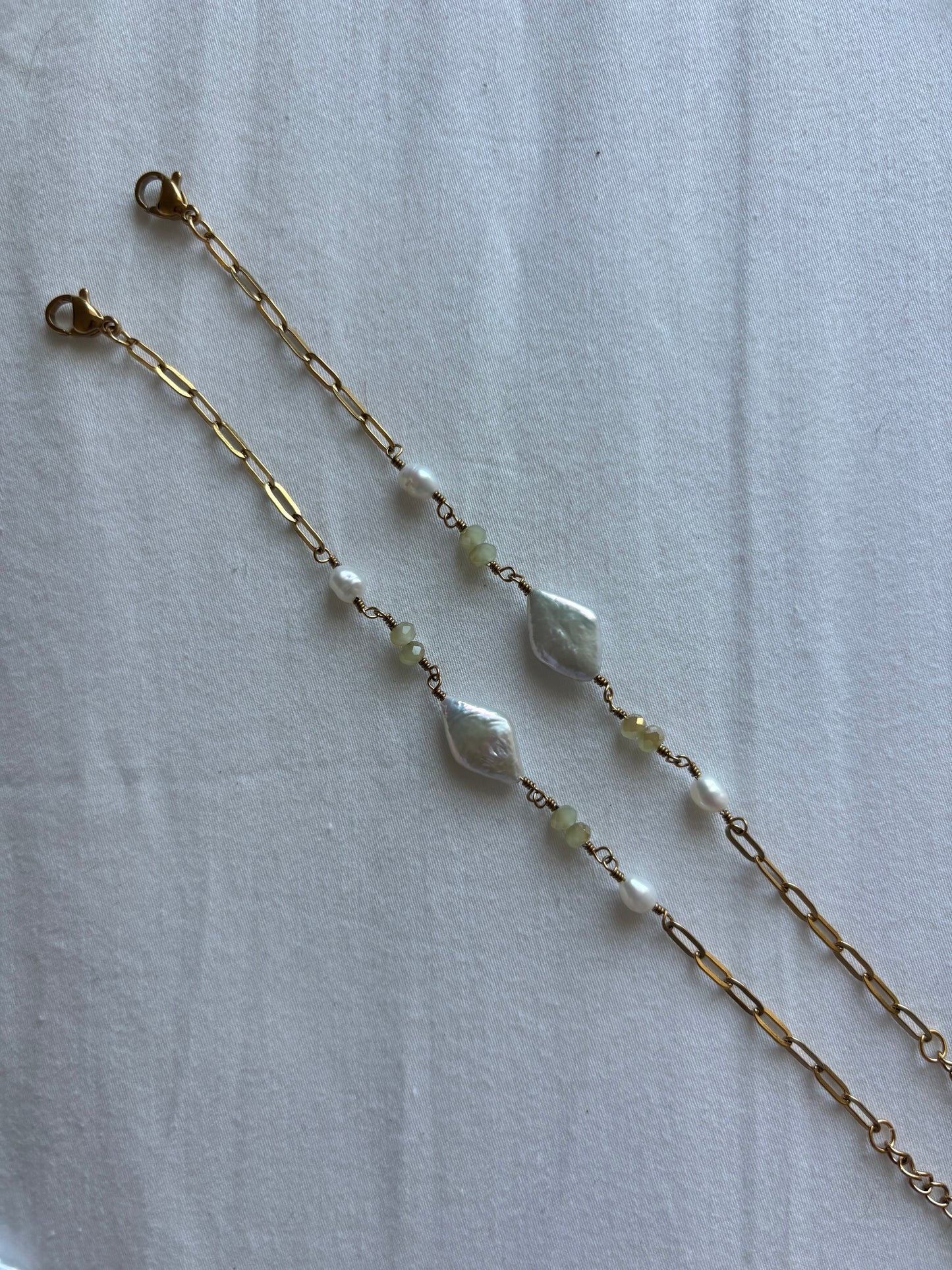 Diamond Pearl Wire Bracelets