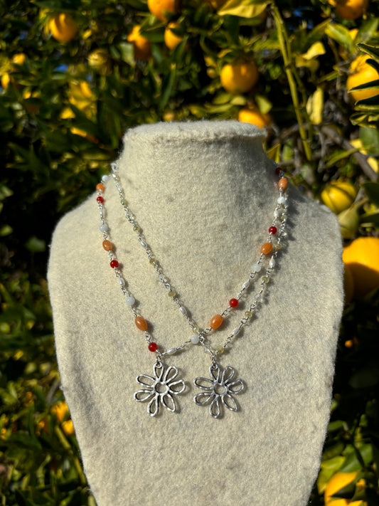 Funky Flower Bead Mix Wire Necklaces