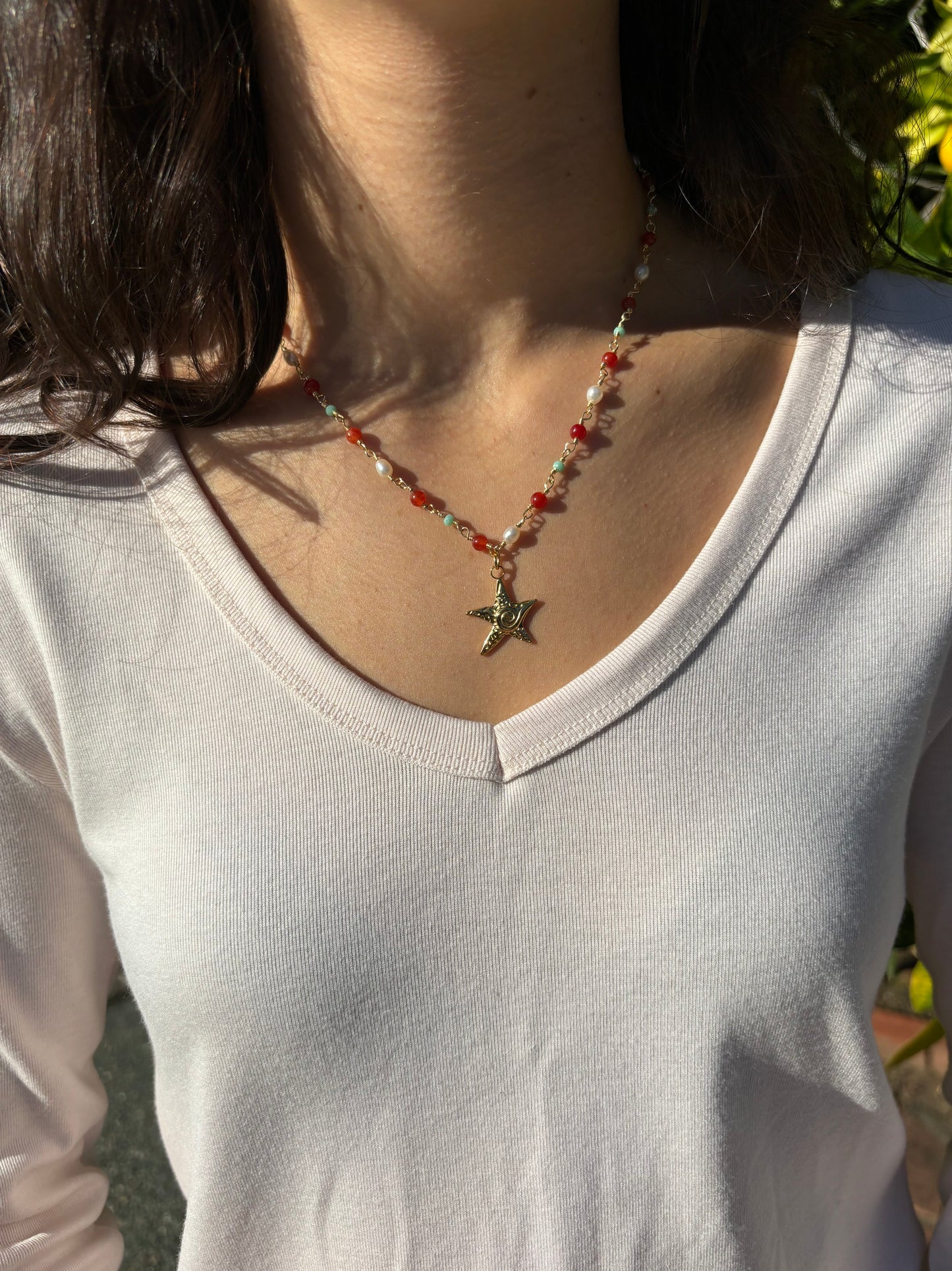 Spiral Starfish Bead Wire Necklaces