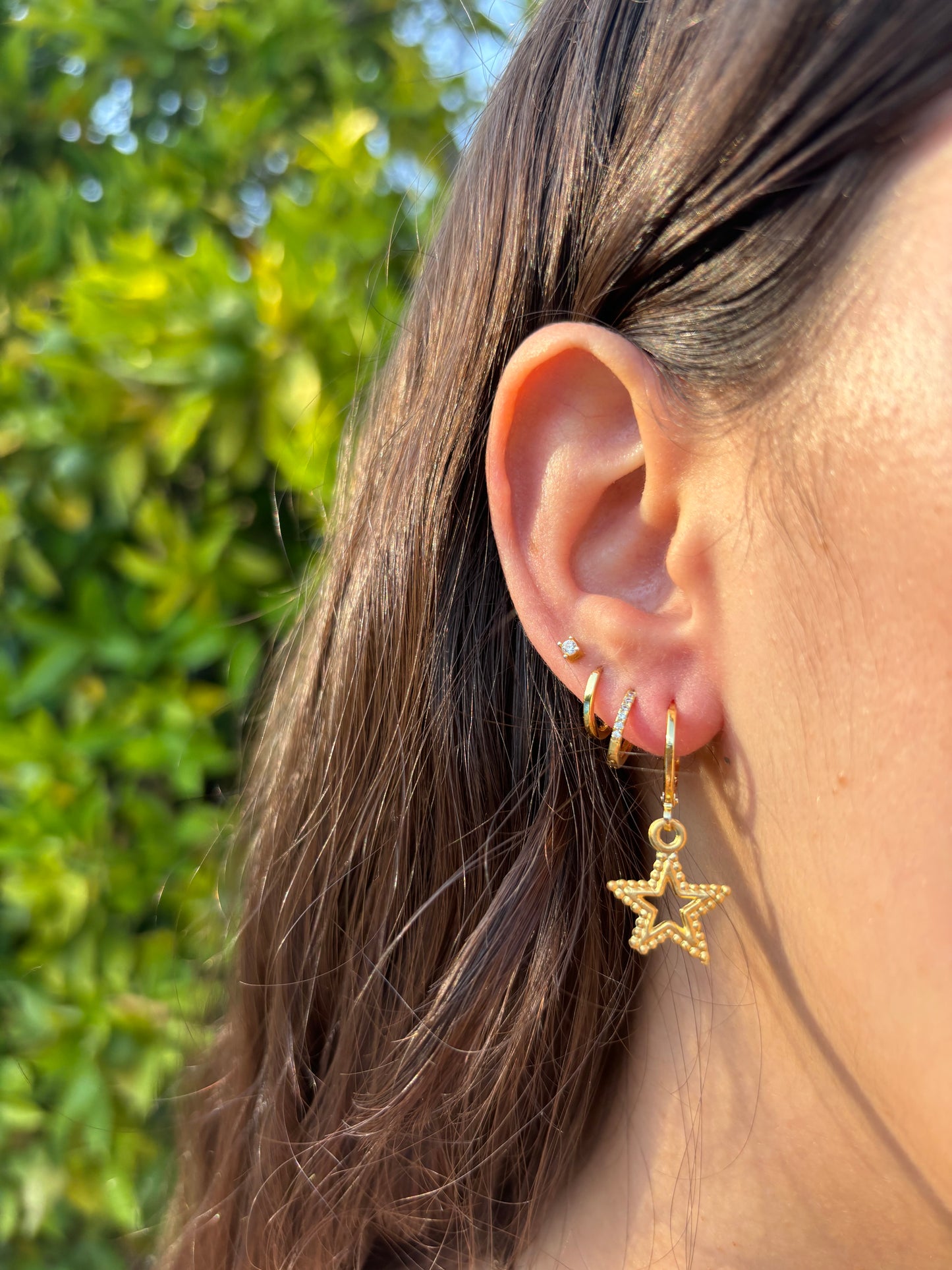 Star Gold Huggie Earrings