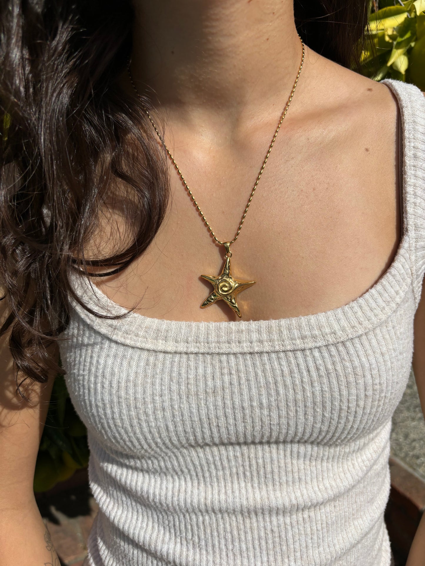 Spiral Starfish Gold Chain Necklace