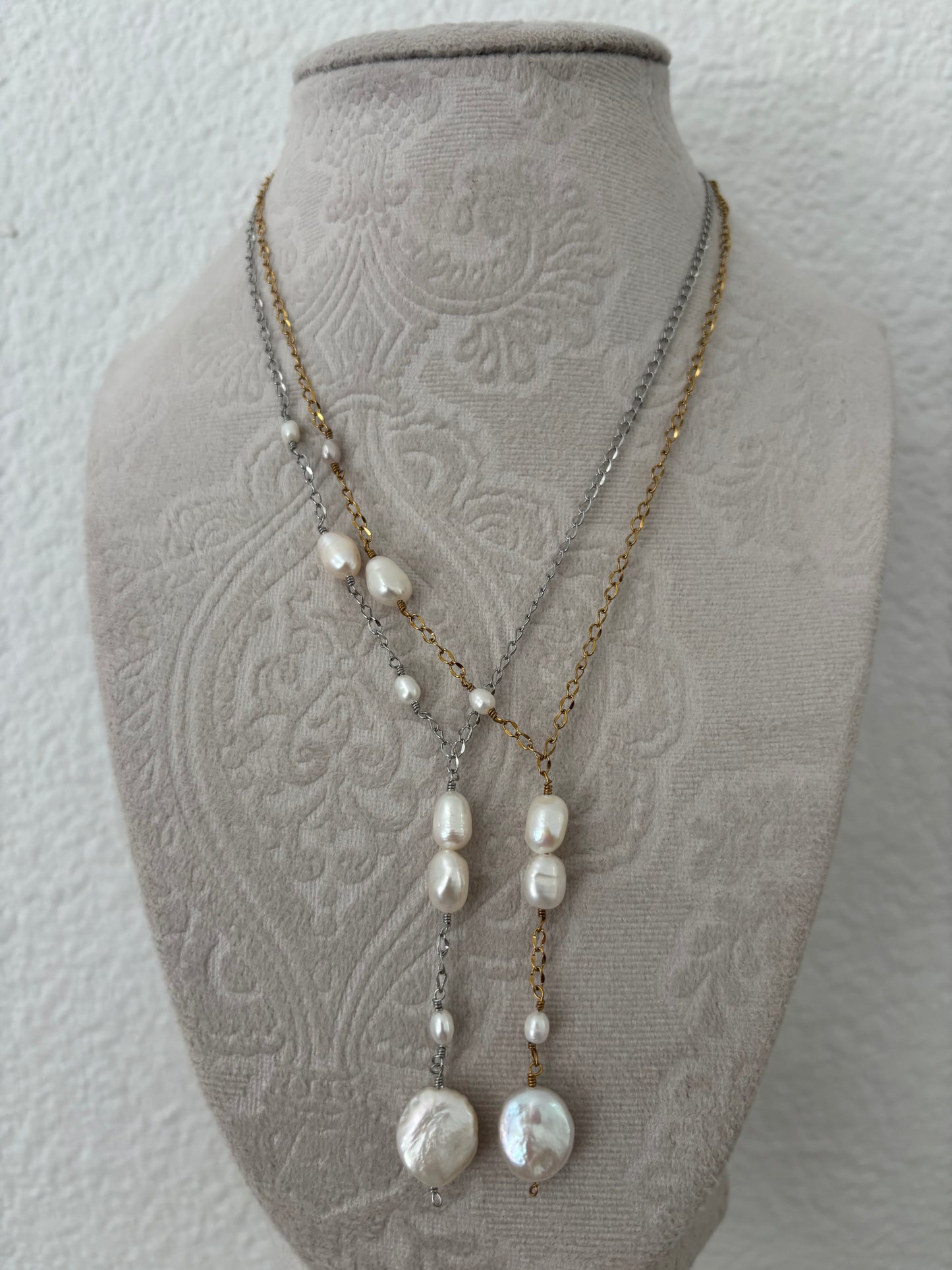 Pearl Drop Half Chain Necklaces