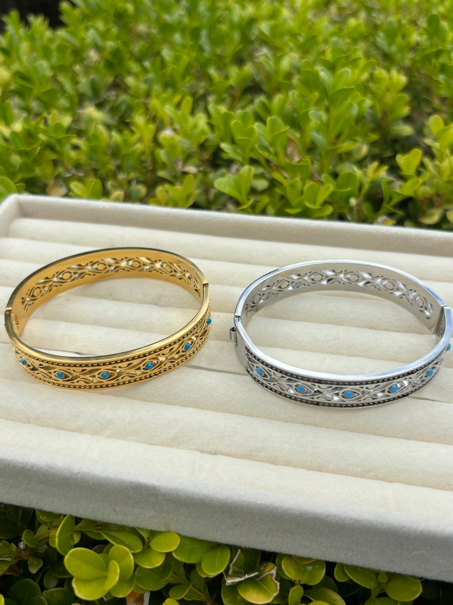 Blue Geometric Bangle Cuff