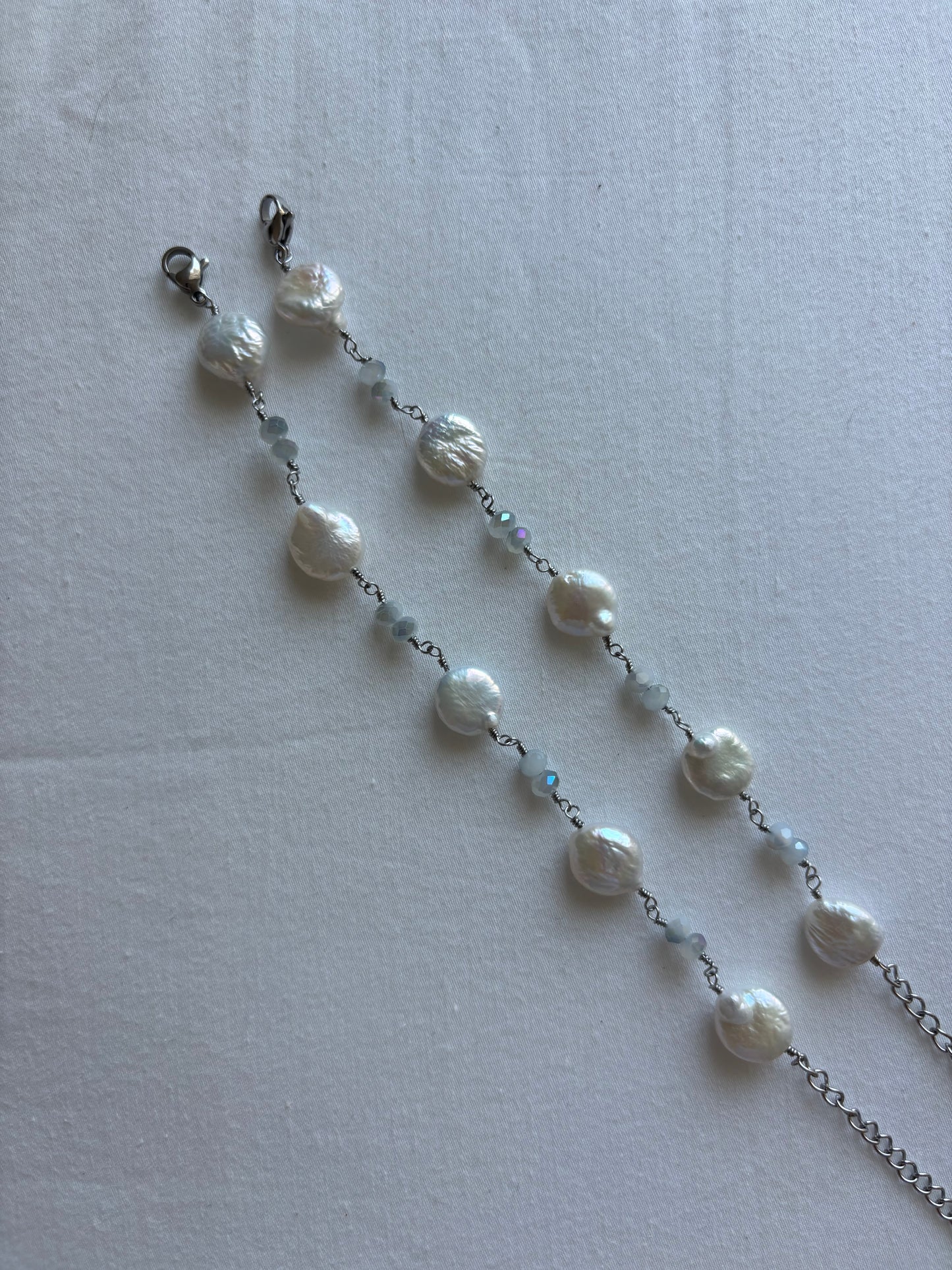 Pearl Silver Wire Bracelet