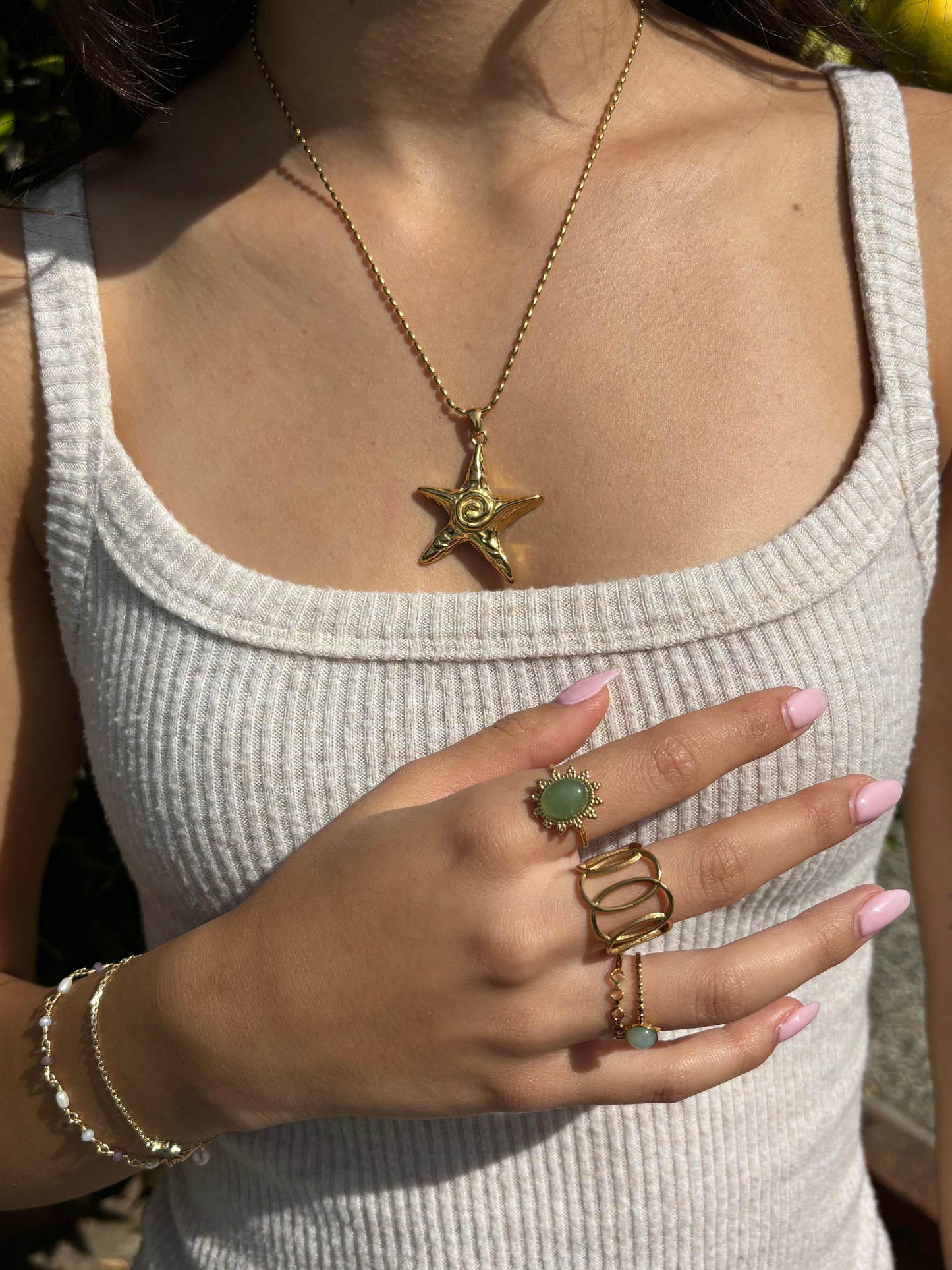 Aventurine Stone Gold Ring