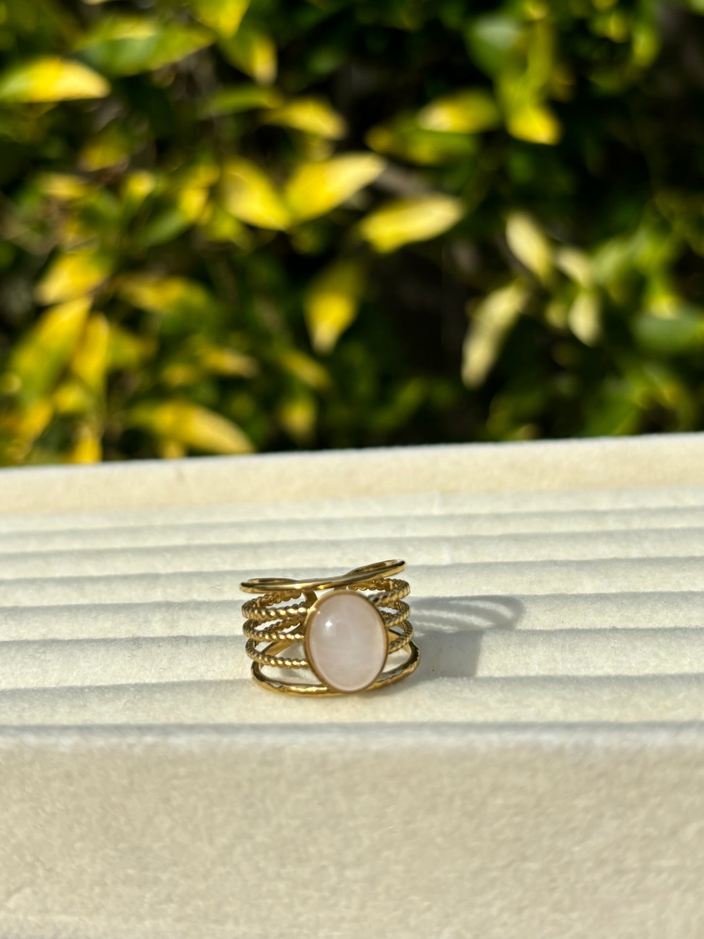 Pink Stacked Gold Ring