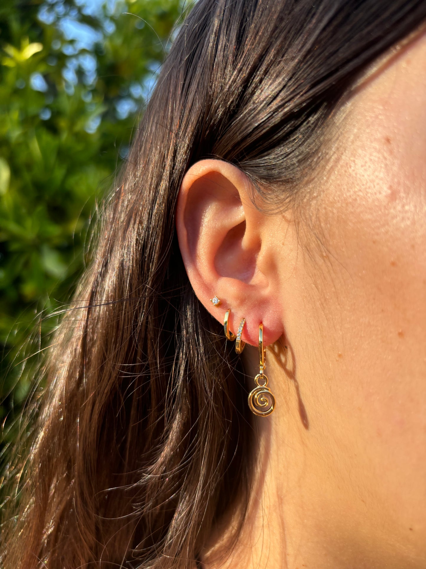 Mini Spiral Gold Huggie Earrings