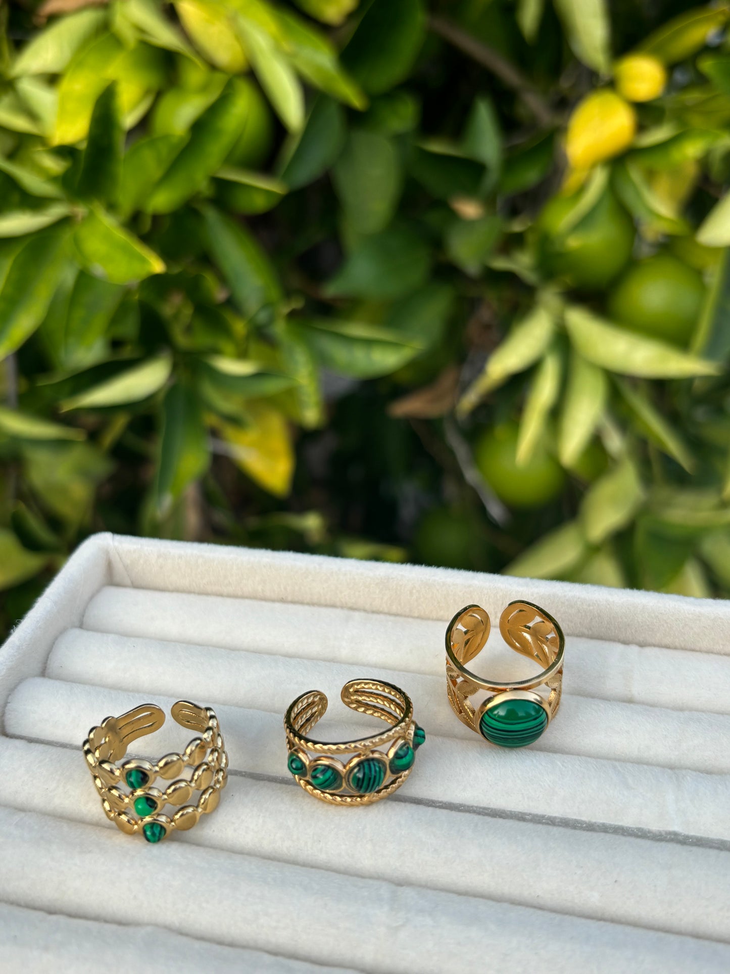 Green Stone Gold Rings