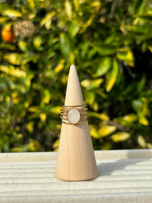 Pink Stacked Gold Ring