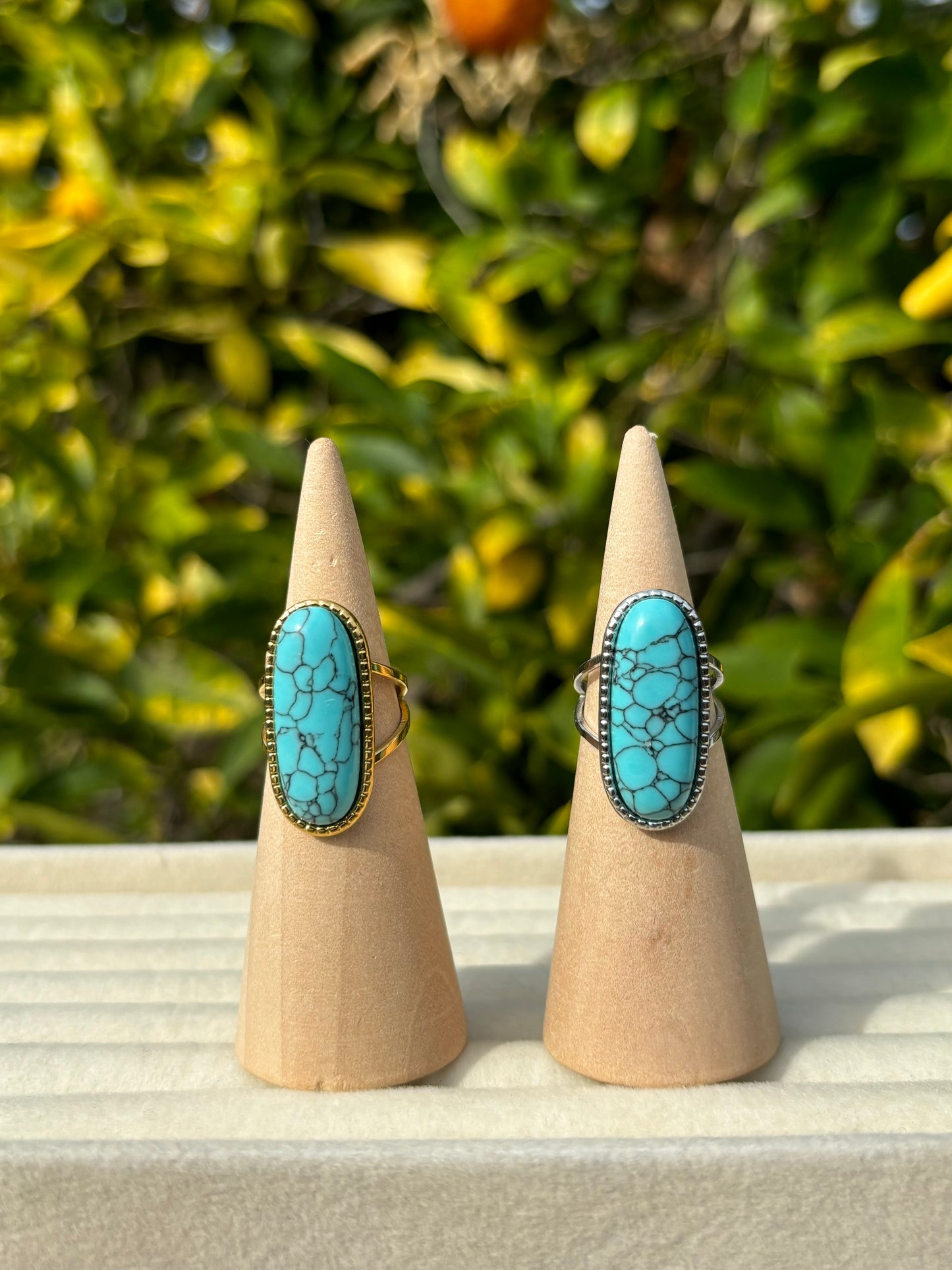 Chunky Blue Stone Adjustable Rings