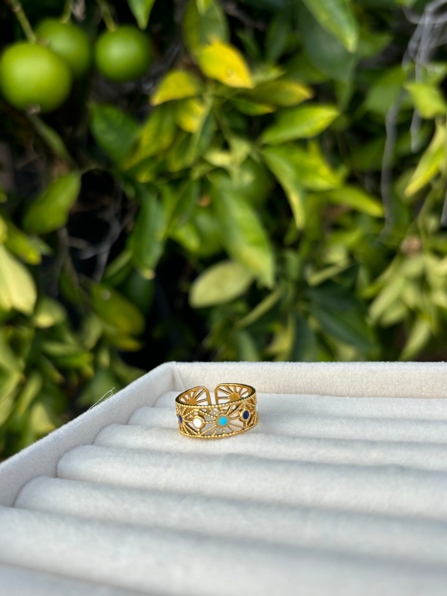 Colorful Geometric Gold Ring