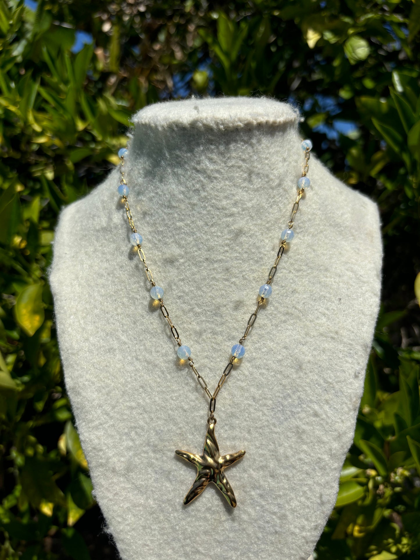 Starfish Opalite Wire Chain Necklaces