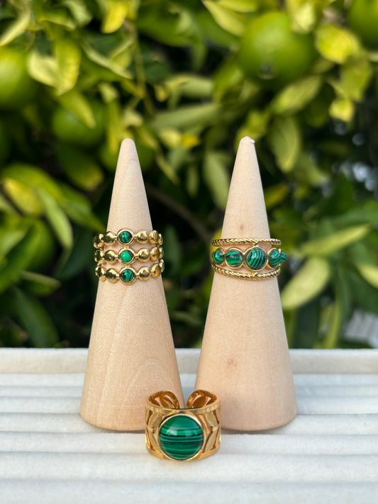 Green Stone Gold Rings