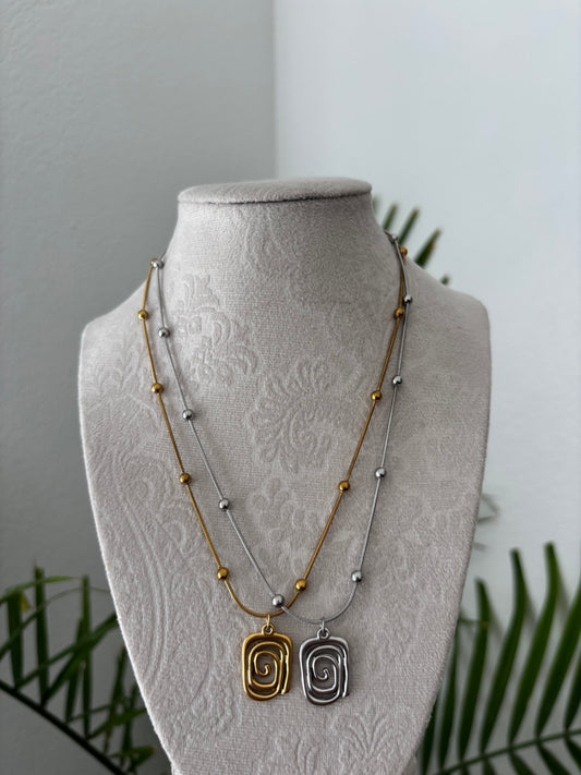 Spiral Square Chain Bead Necklaces