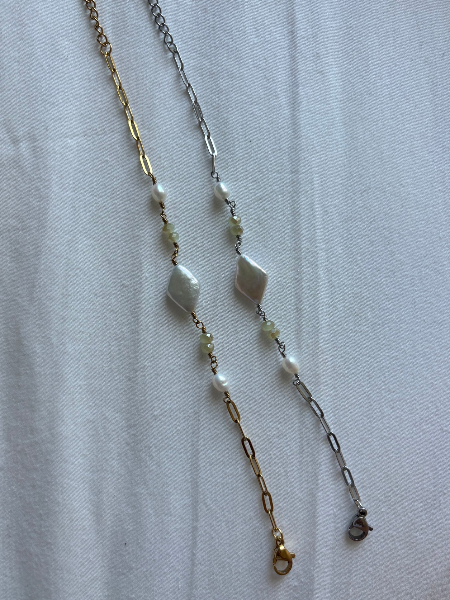 Diamond Pearl Wire Bracelets