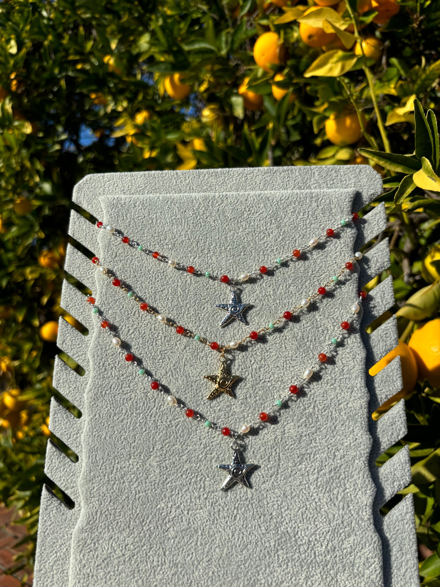 Spiral Starfish Bead Wire Necklaces