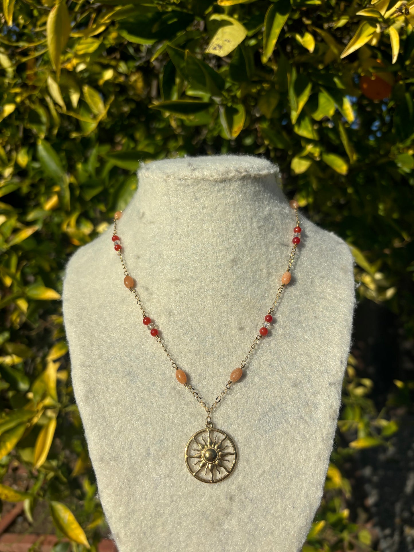 Sunburst Orange Wire Chain Necklaces