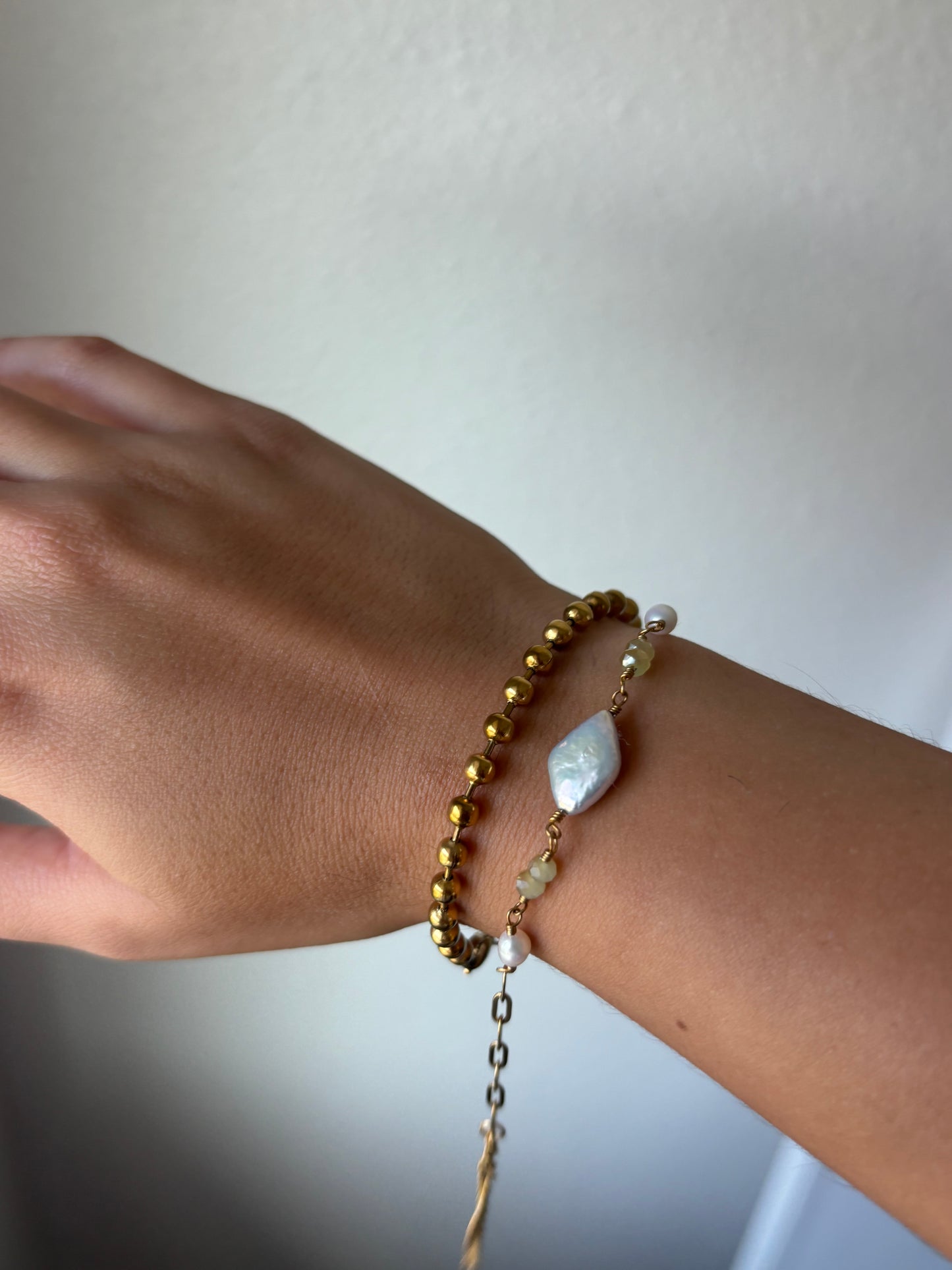 Diamond Pearl Wire Bracelets