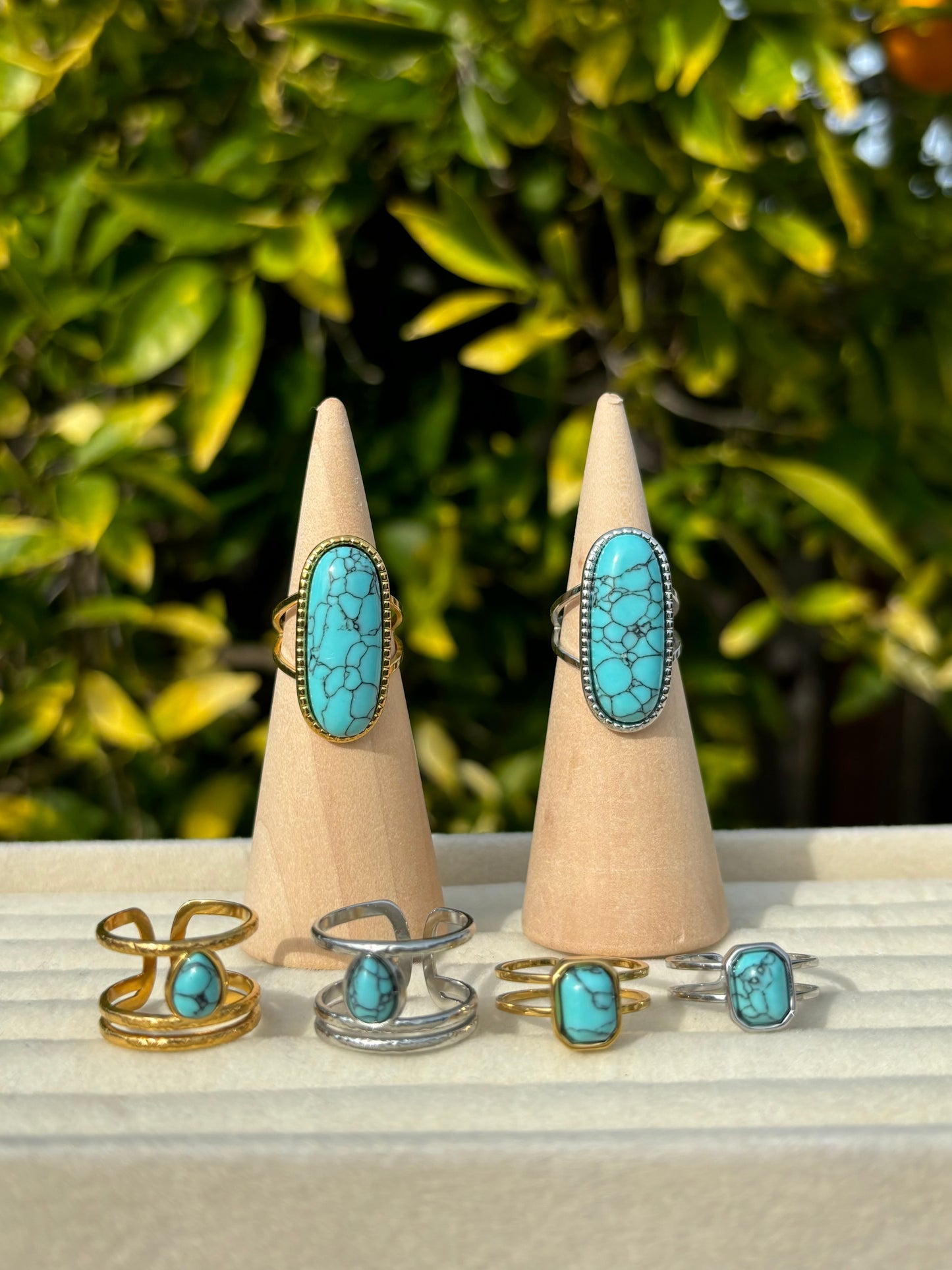 Chunky Blue Stone Adjustable Rings