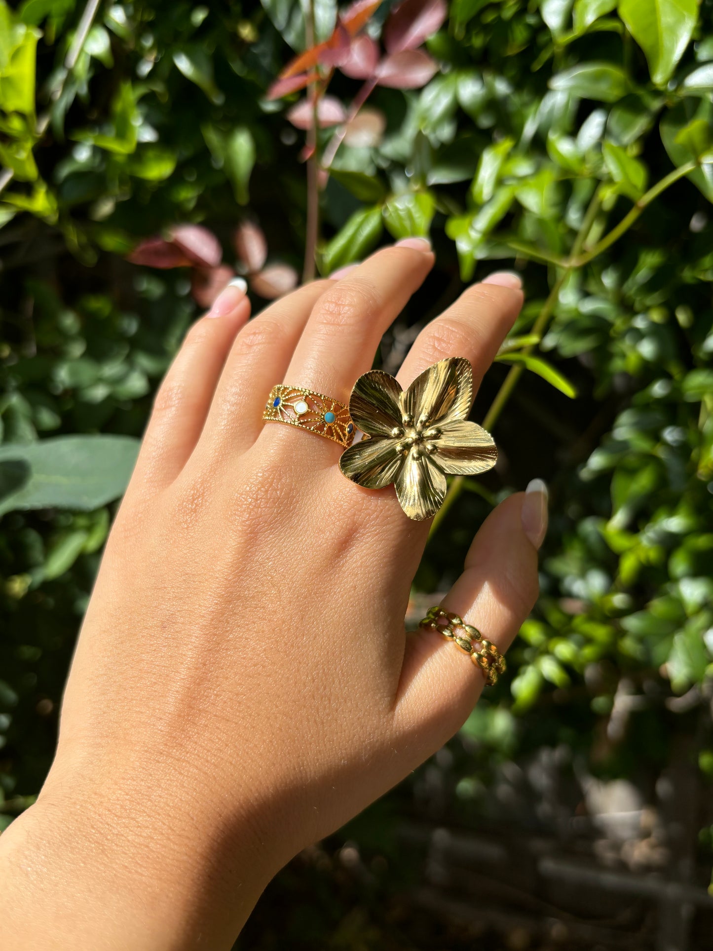 Colorful Geometric Gold Ring