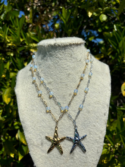 Starfish Opalite Wire Chain Necklaces