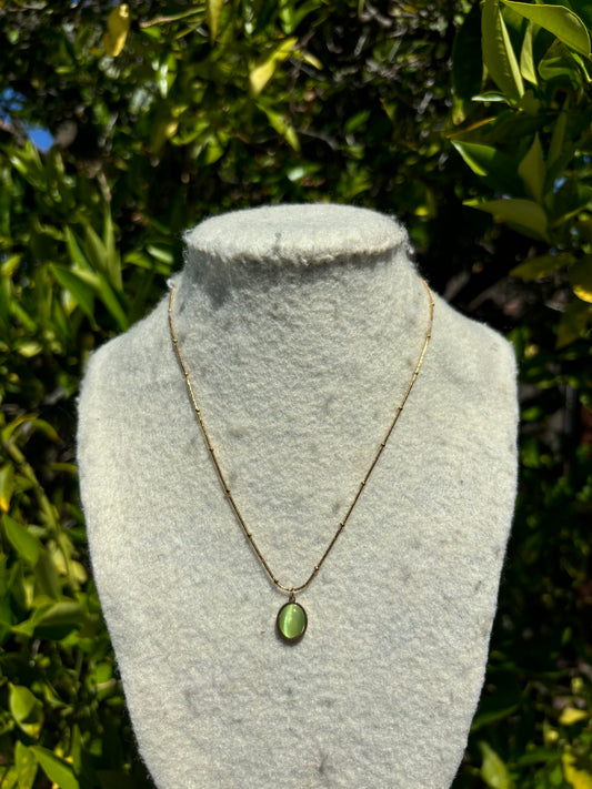 Green Gemstone Gold Chain Necklace