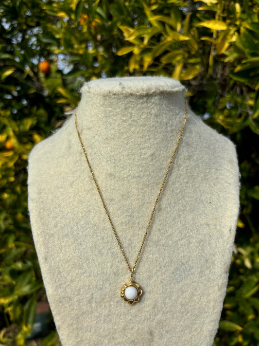 White Stone Gold Chain Necklace