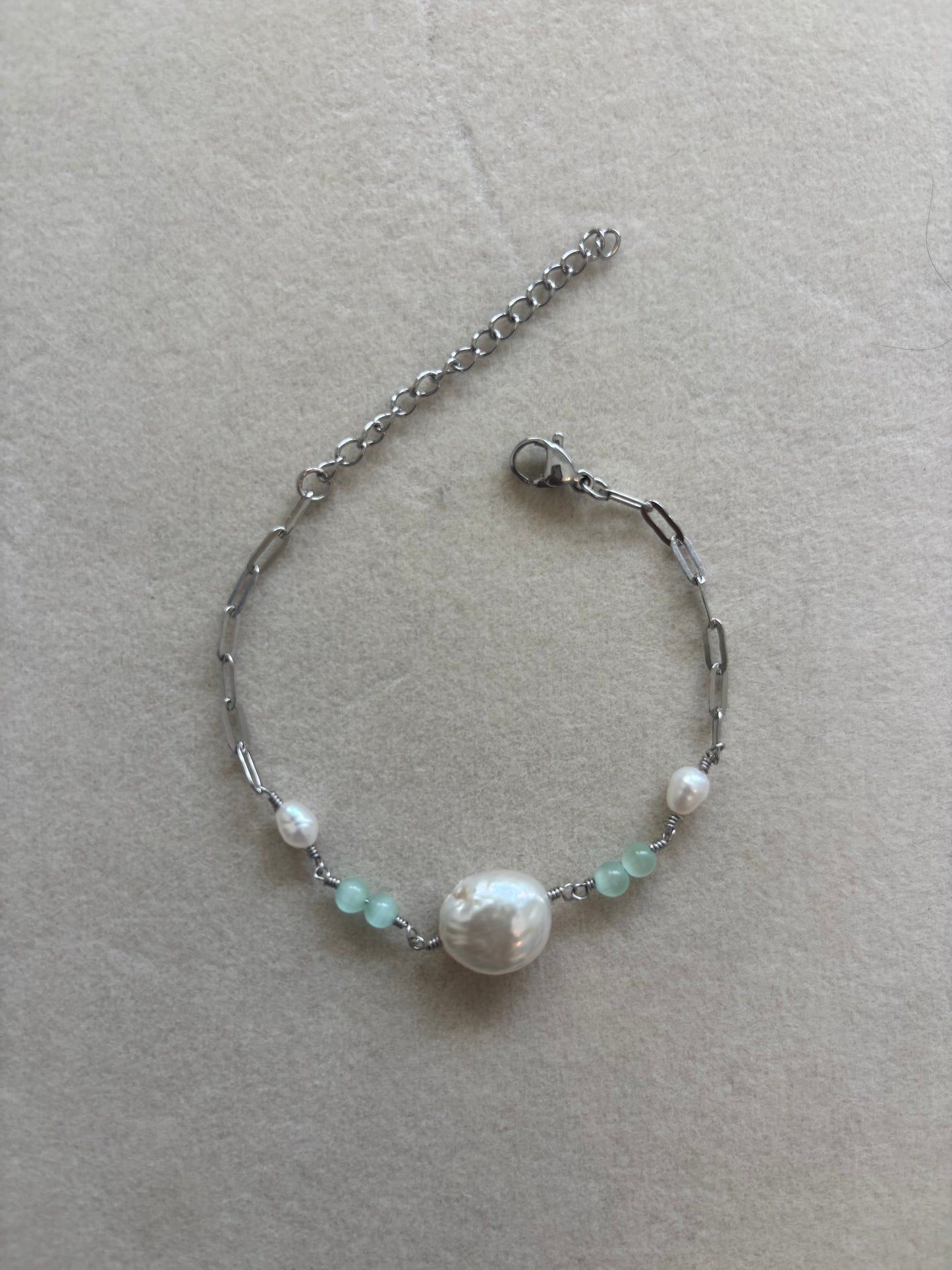 Aqua Pearl Wire Bracelets