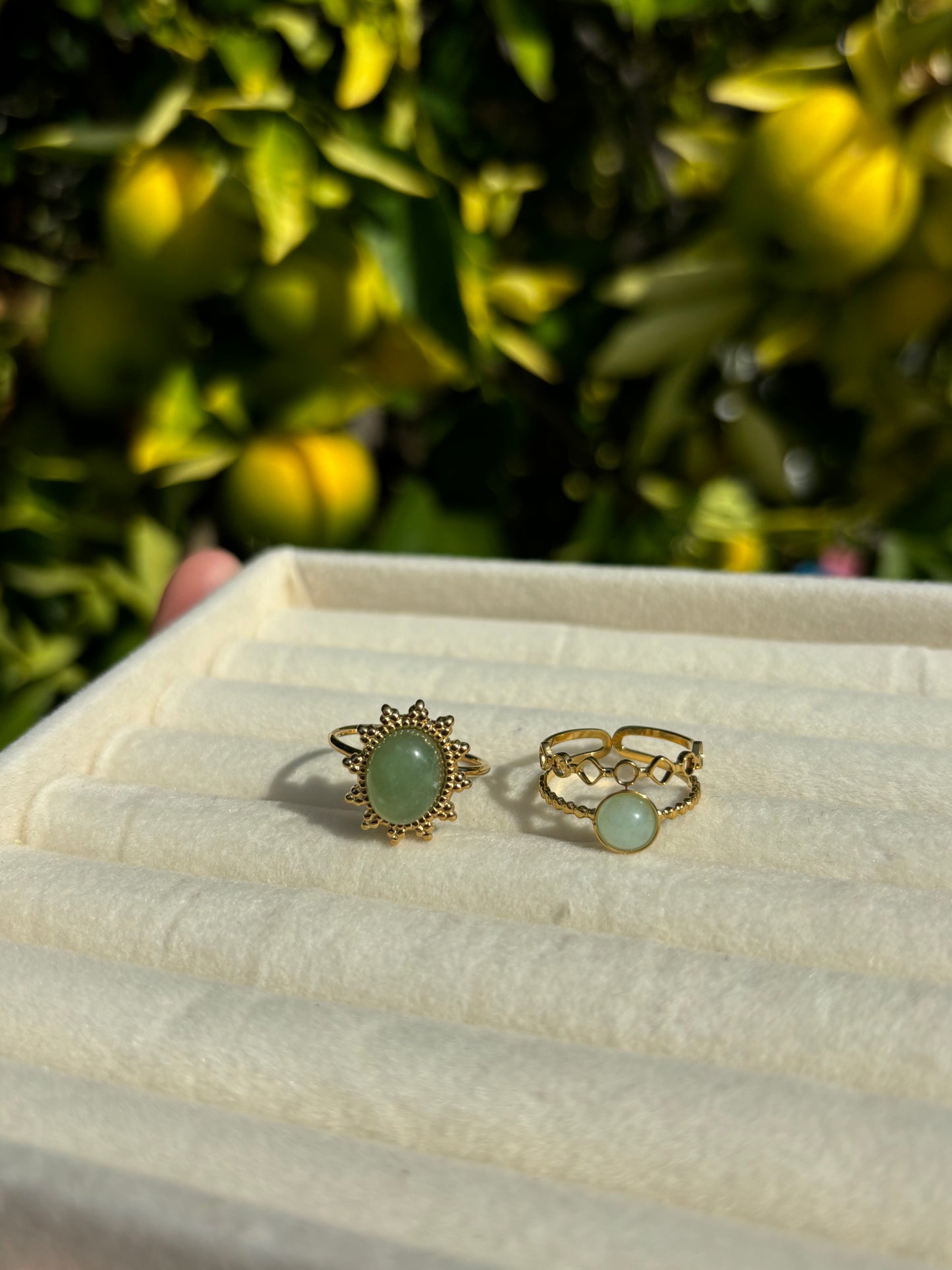 Aventurine Stone Gold Ring