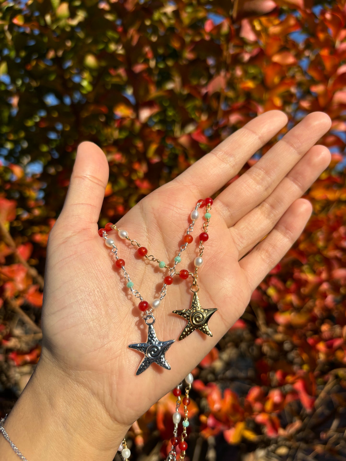 Spiral Starfish Bead Wire Necklaces