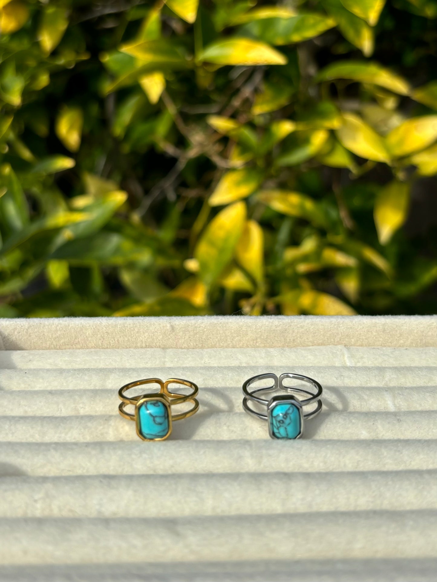 Small Blue Stone Adjustable Rings