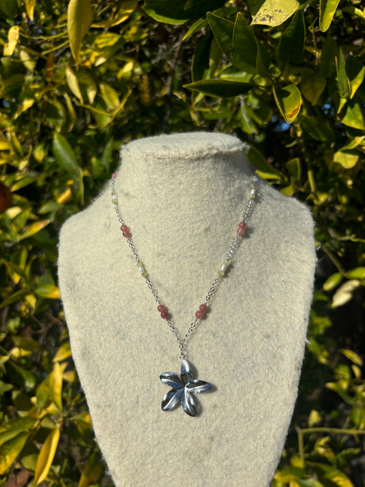 Flower Plum Silver Wire Chain Necklace