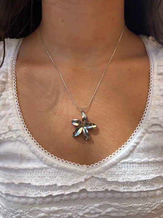 Hibiscus Flower Silver Chain Necklace