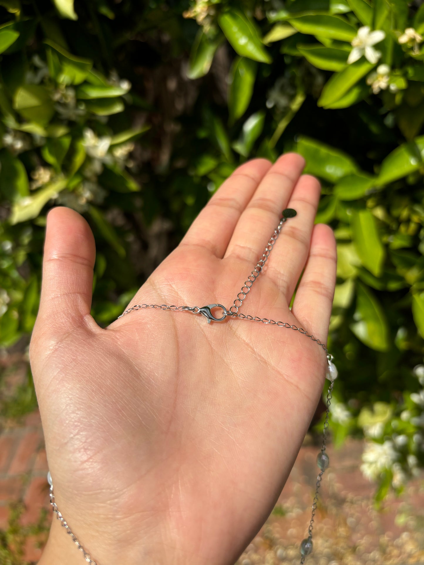 Spiral Starfish Pearl Drop Silver Necklace