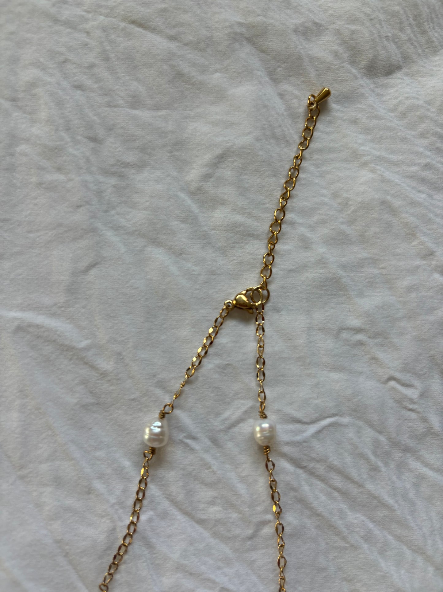 Flower Pearl Drop Gold Necklace