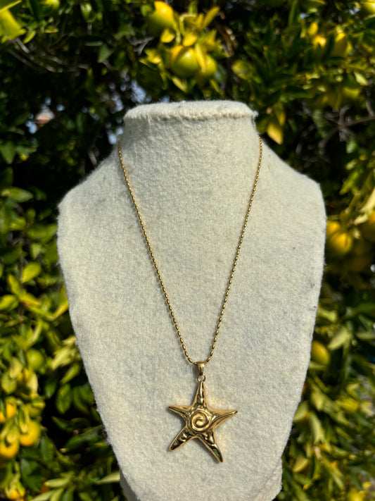 Spiral Starfish Gold Chain Necklace
