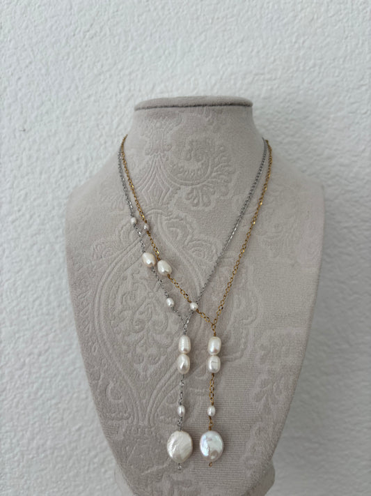 Pearl Drop Half Chain Necklaces