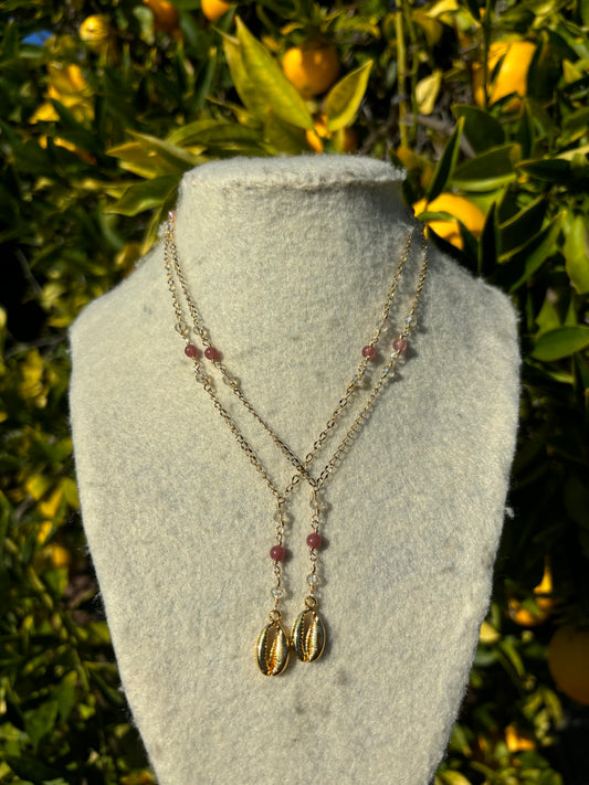 Cowrie Drop Gold Necklace